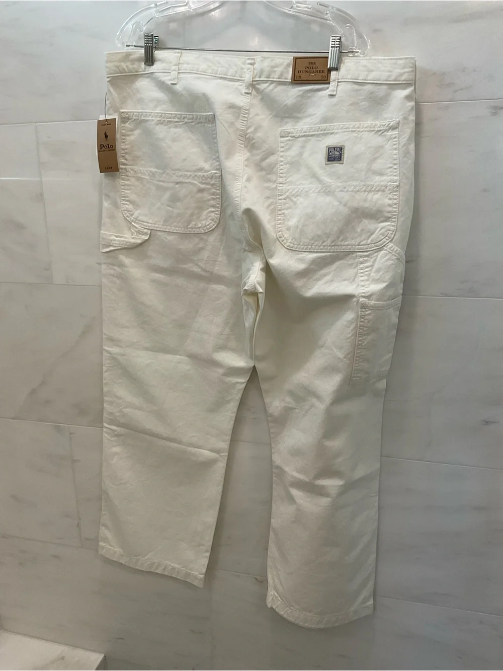 Polo Ralph Lauren Deckwash White Dungaree Fit Twill Carpenter Pants sz 38-30 T73